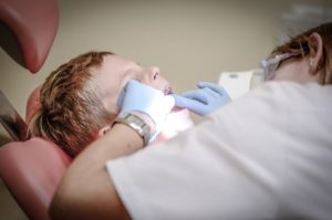 Young boy at pediatric dentist in Northampton. 